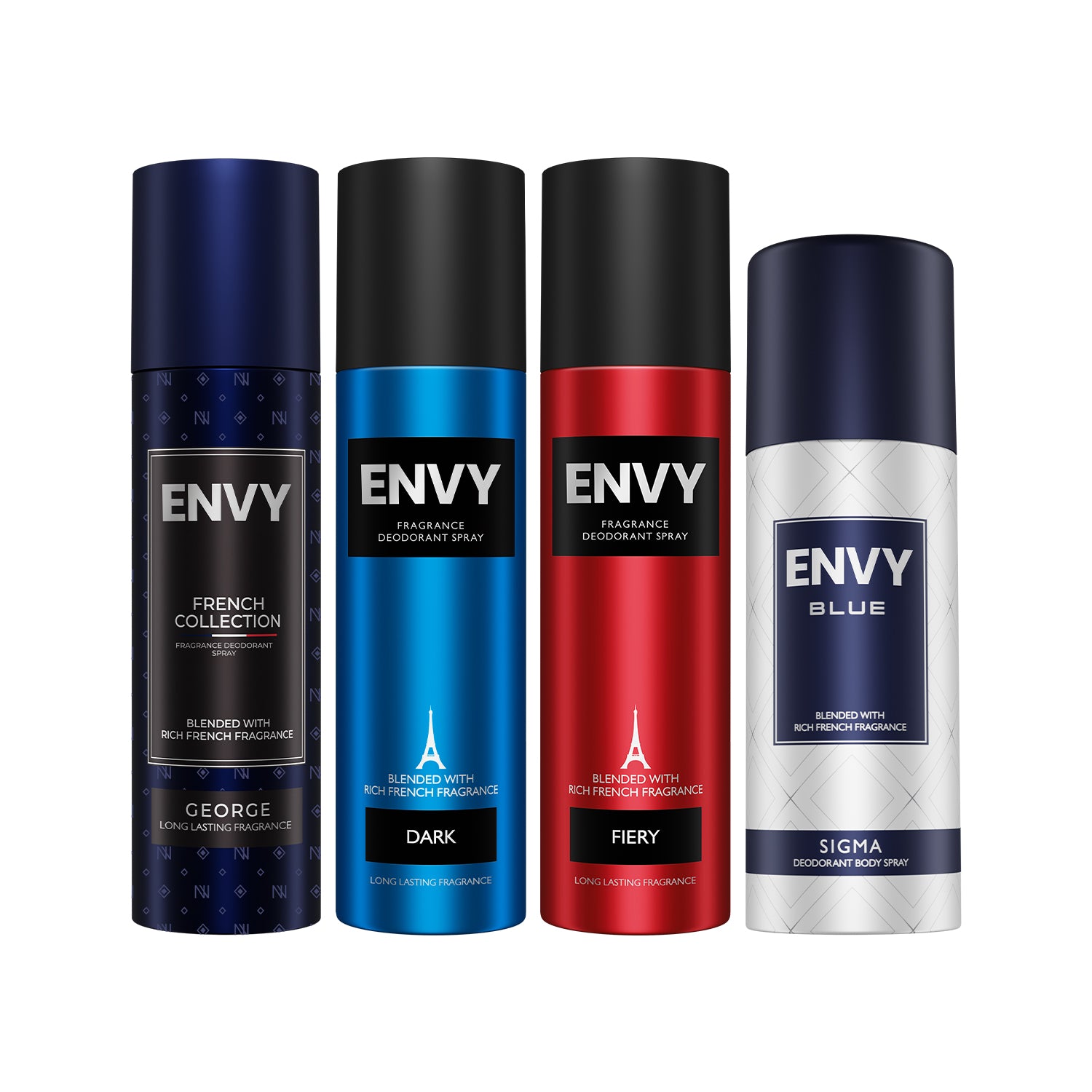 ENVY Dark, Fiery, George Sigma Deo For Men (Pack Of 4) 120/140ml/165ml  -SALE