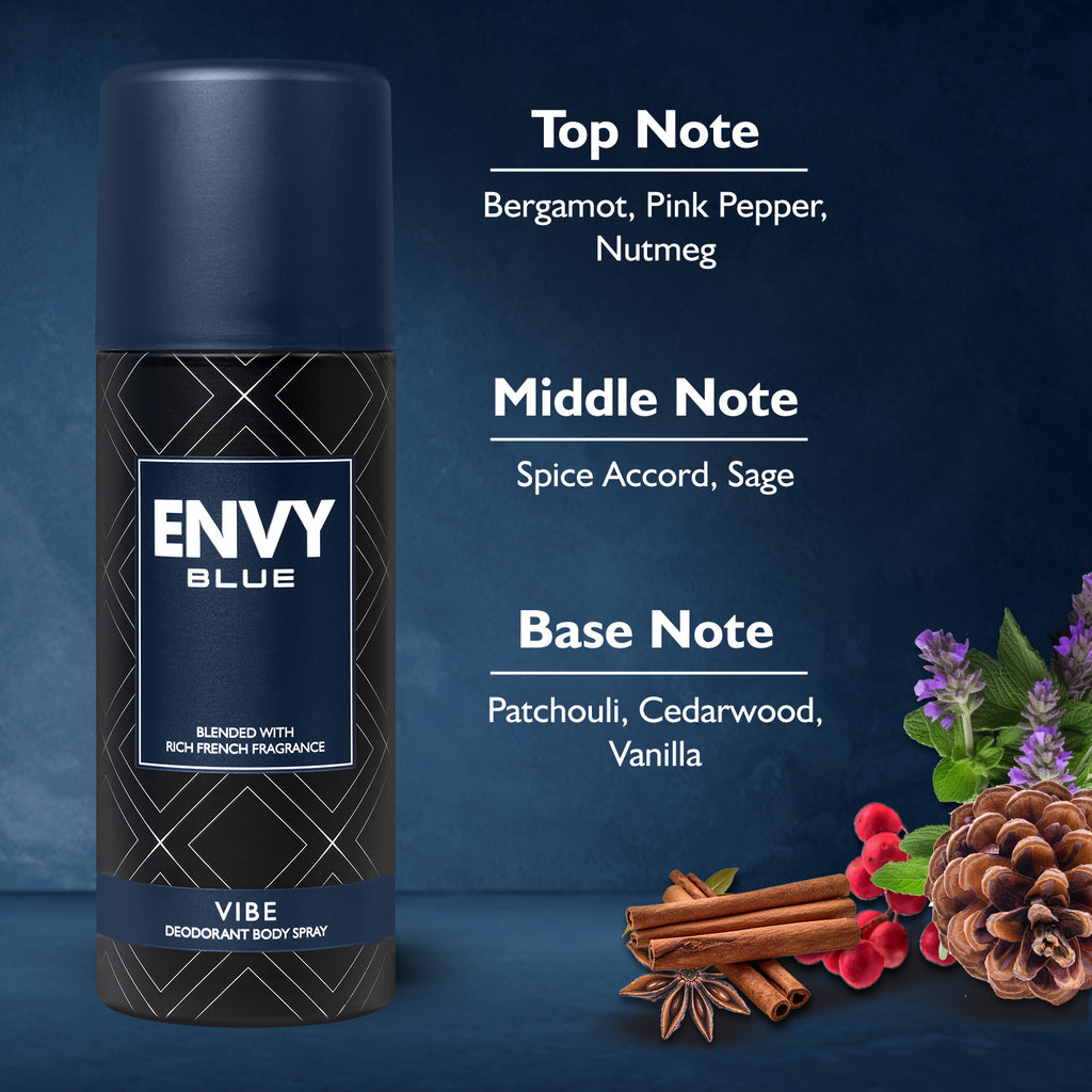 Envy Vibe Deodorant Spray (Pack of 3) - 165ml Each