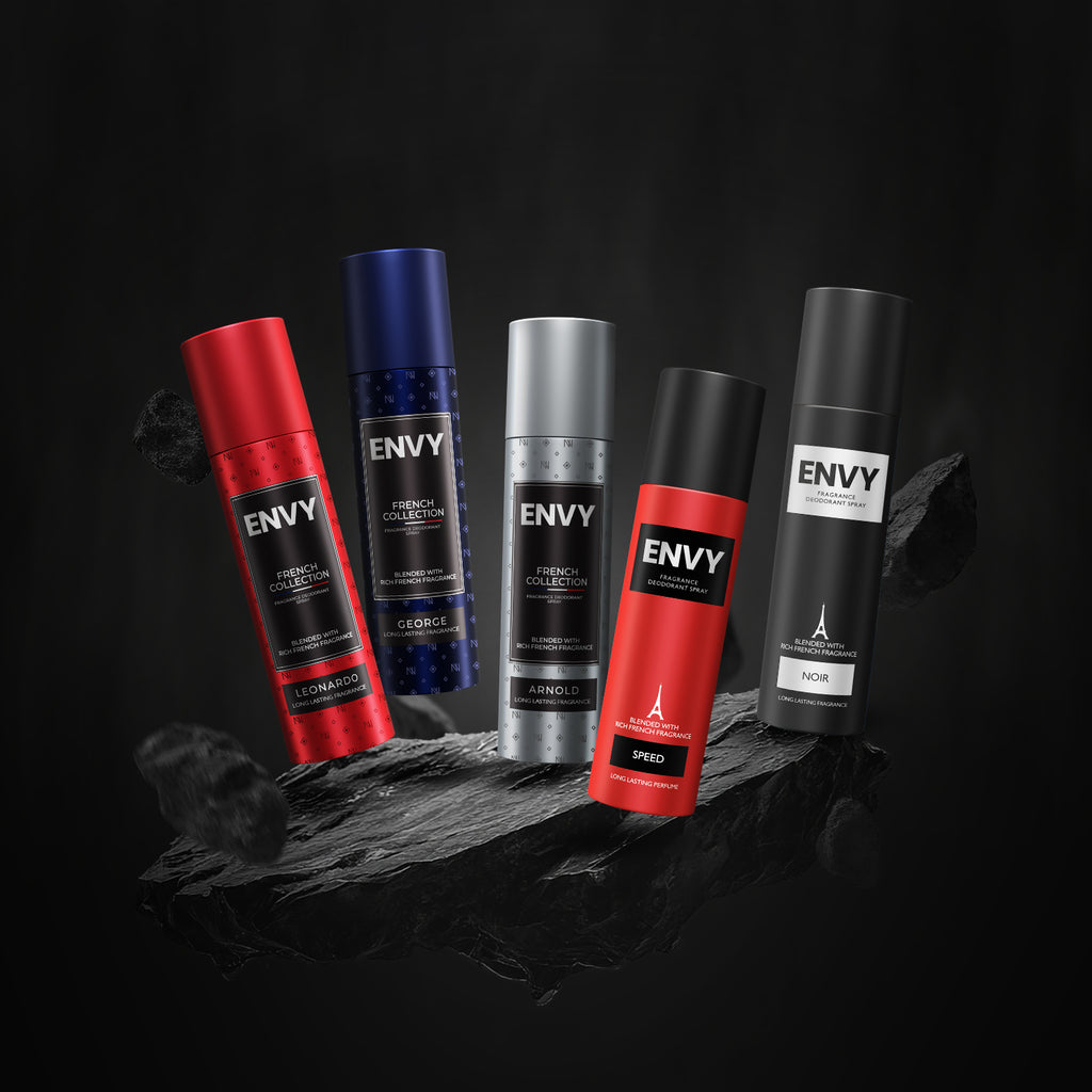 Envy Pack of 5 Deos for Men (Arnold + George + Leonardo + Nitro + Gravity) - 120ml Each -SALE