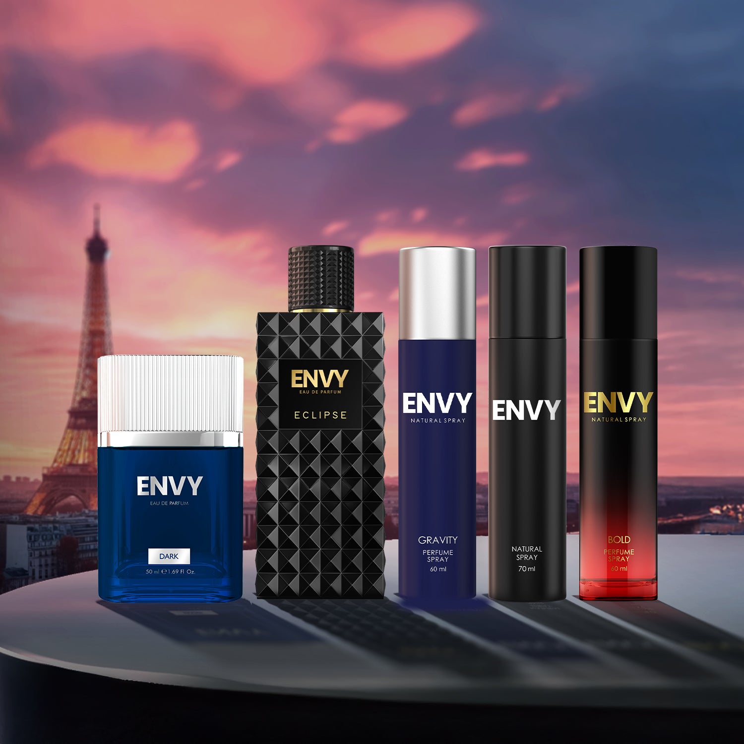 Dark 50ml + Gravity 60ml + Bold 60ml + Natural Spray for Men 70ml + Eclipse 100ml)