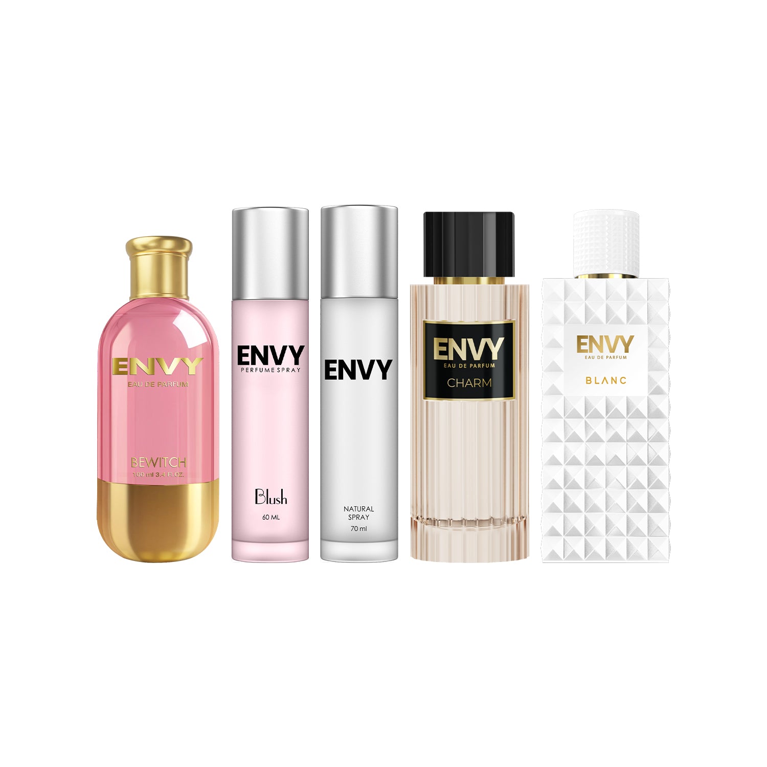 Blush 60ml + Natural Spray for Women 70ml + Bewitch 100ml + Charm 100ml + Blanc 100ml
