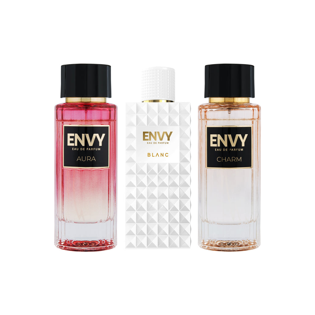 ENVY Pack of 3 Perfumes For Women (Blanc + Aura + Charm) - 100ml Each