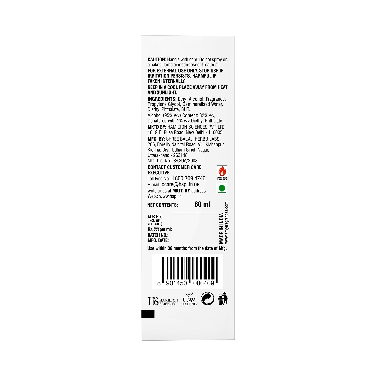 Natural Spray Women 60ml - Back Image