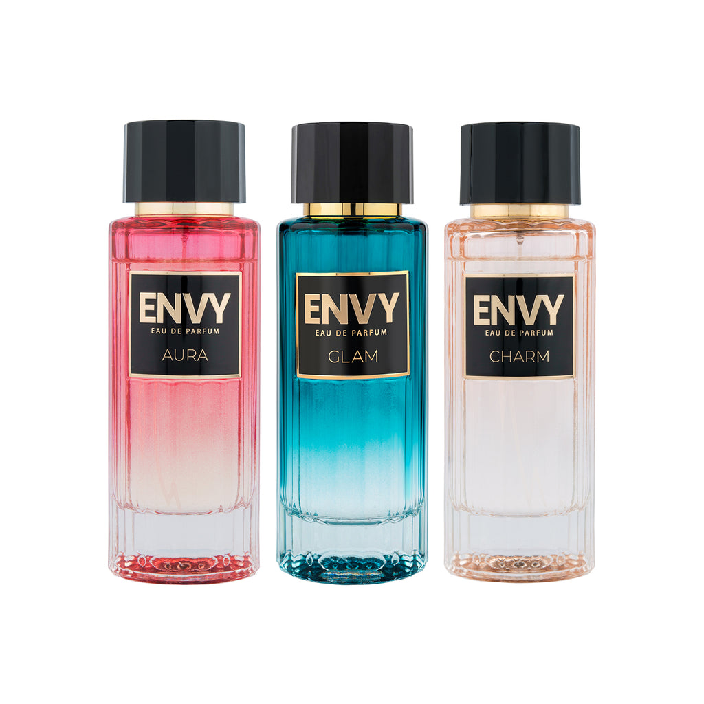 Pack of 3 Women's Perfumes (Aura + Glam + Charm) - 100ML Each ENVY