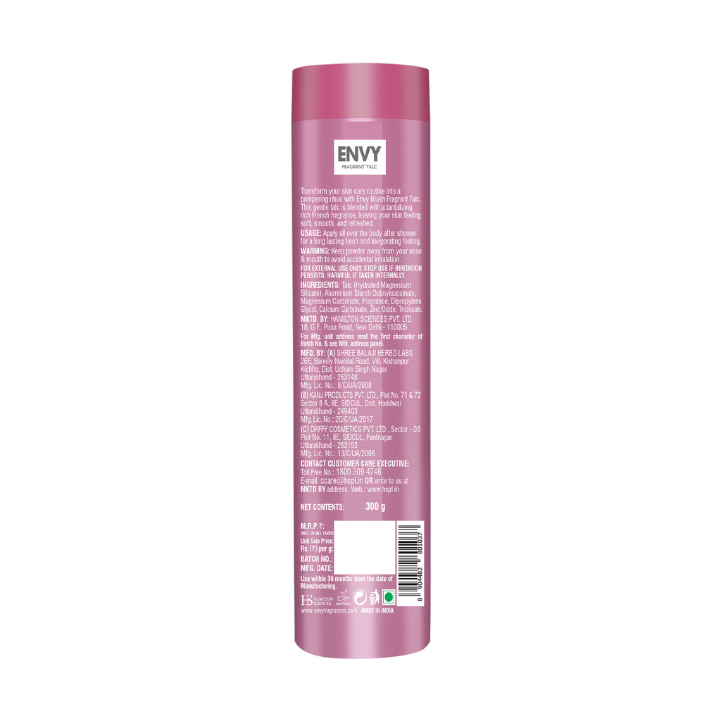 ENVY Blush Talcum For Women - 300g Back Side