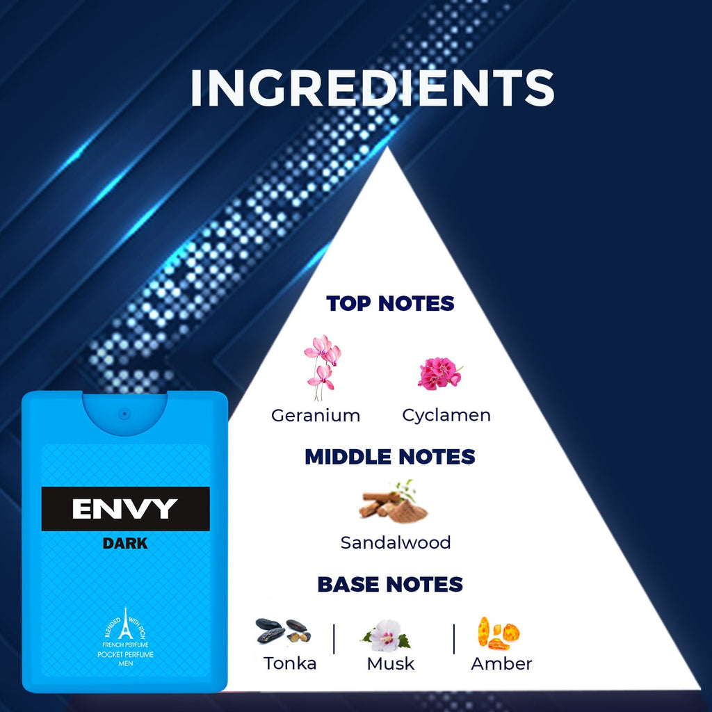 ENVY Pack of 4 Dark Pocket Perfumes - 18ml Each