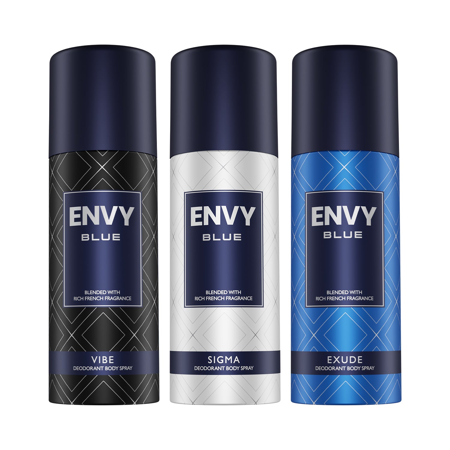 Pack of 3 Deodorant Spray For Men (Vibe + Sigma + EXUDE) - 165ml Each