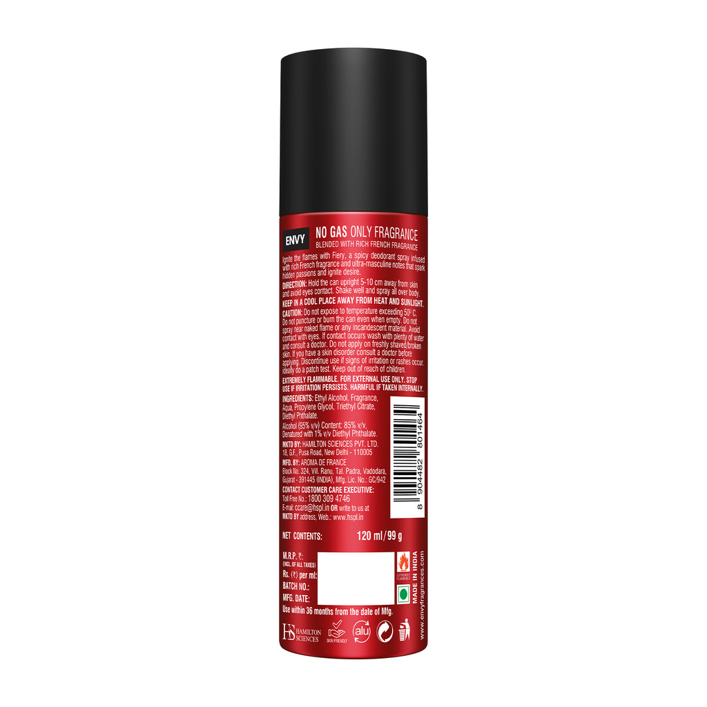 Fiery Deodorant For Men - 120ml - Back Image