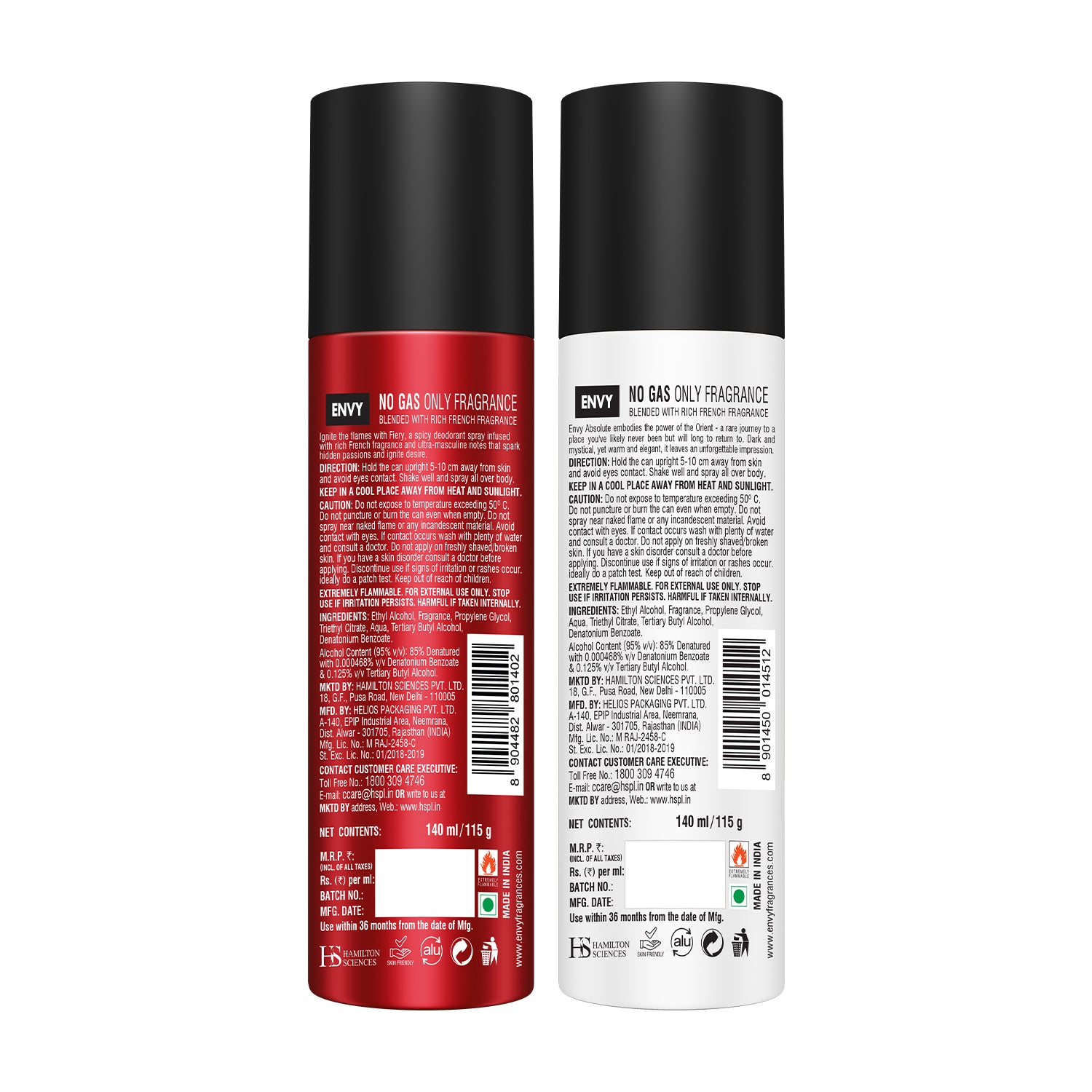 Envy Pack of 2 Deos (Fiery + Absolute) - 140ml Each - Sale