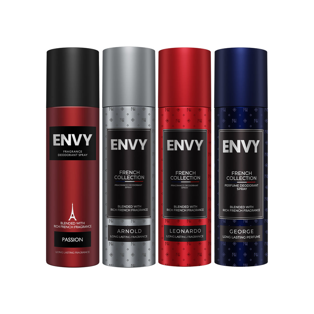 Pack of 4 Deos for Men (George + Leonardo + Arnold + Passion) 120ml Each ENVY