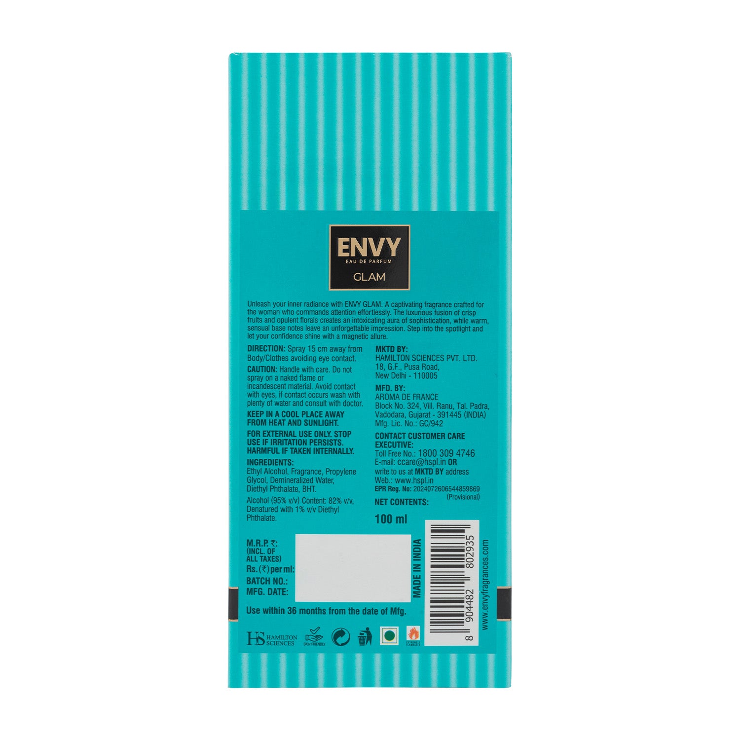 Pack of 3 Women's Perfumes (Aura + Glam + Charm) - 100ML Each ENVY