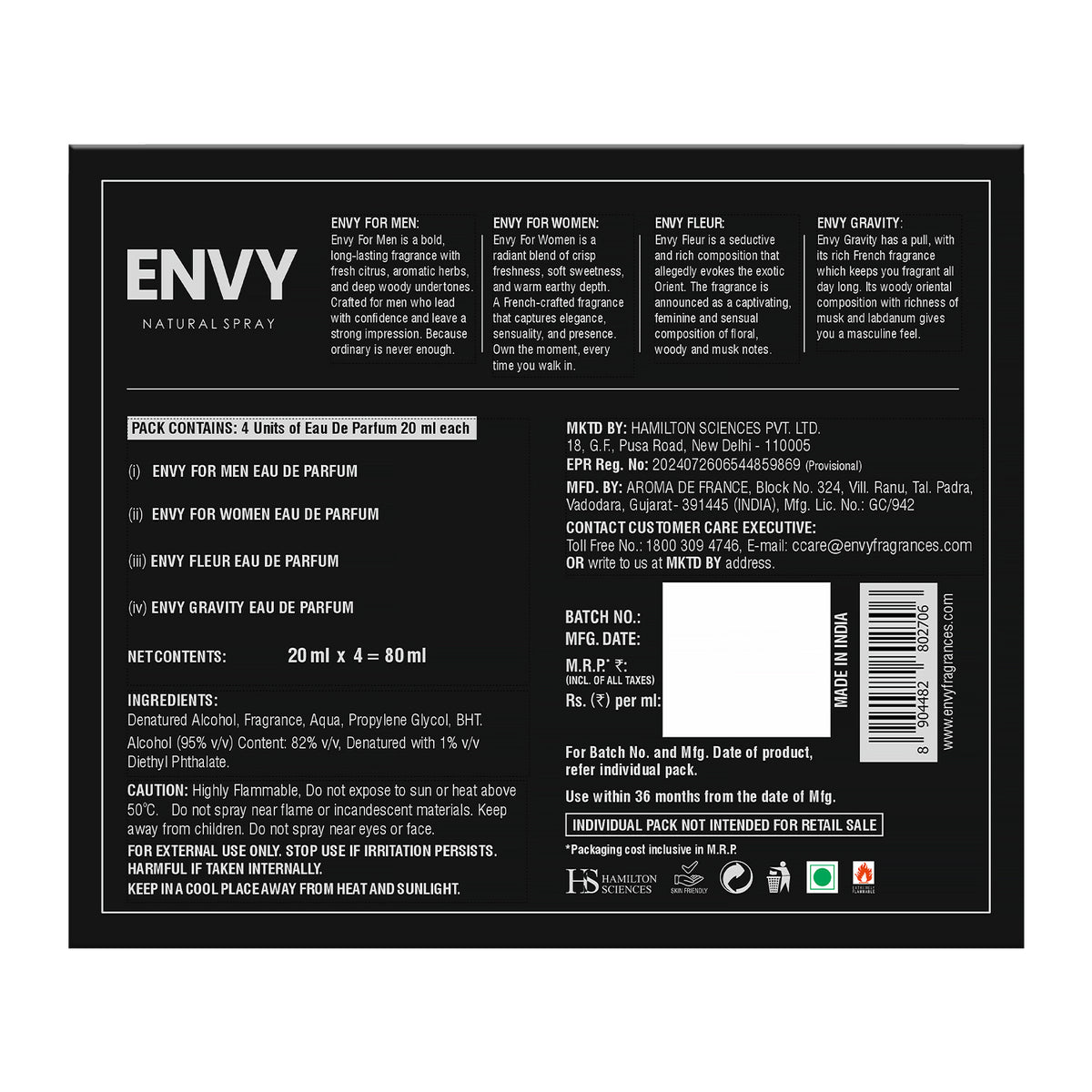 Natural Spray Gift Set | 4 x 20ml | ENVY