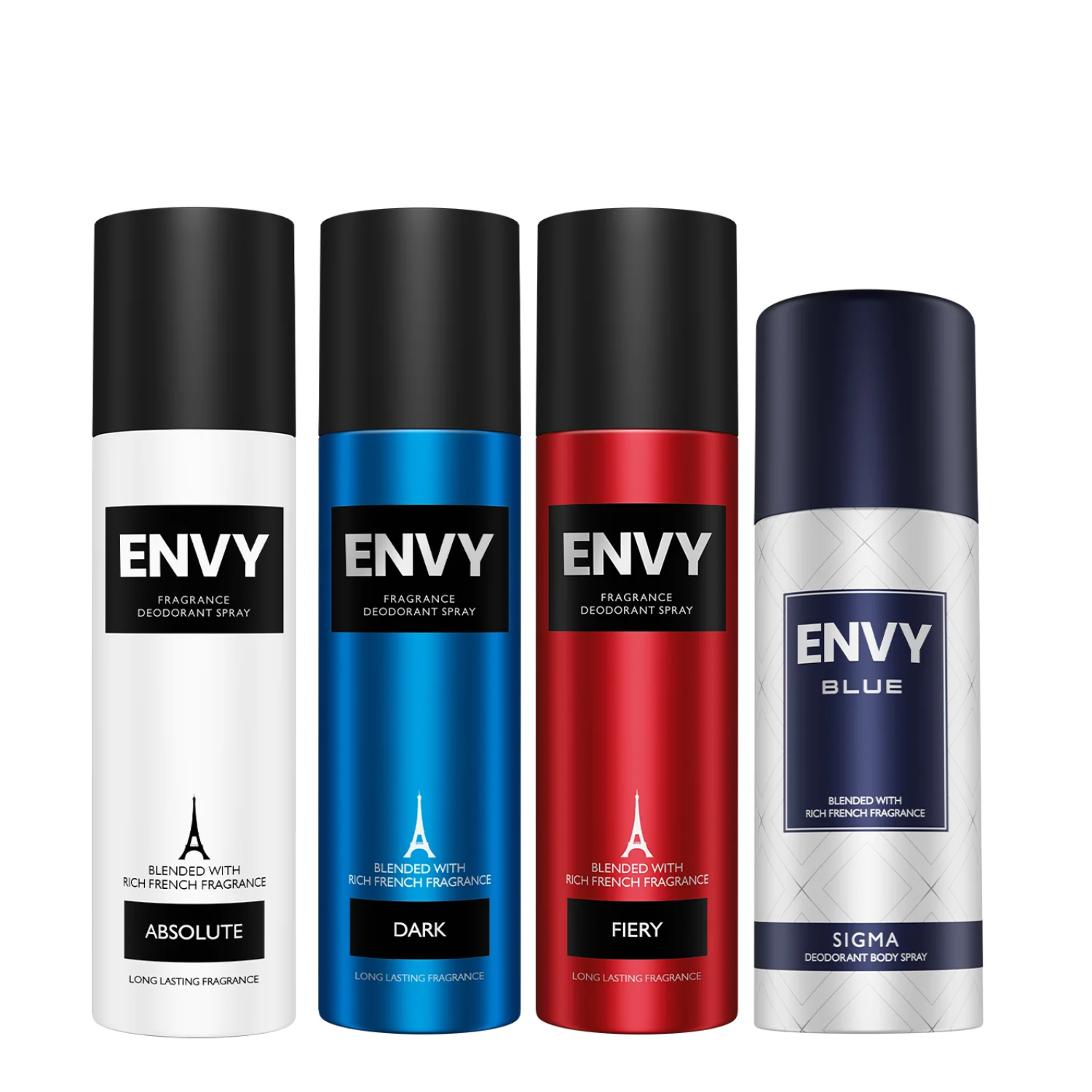 Envy Pack of 4 Deos For Men (Dark + Fiery + Absolute 140ml + Sigma 165ml)