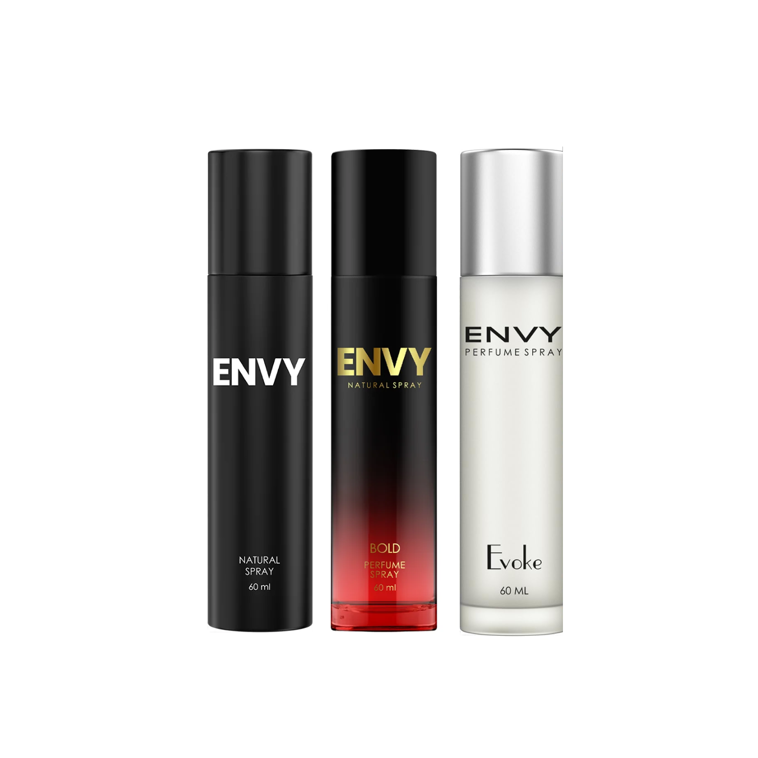 ENVY Pack of 3 Perfumes (Men Natural Spray 70ml+Evoke 60ml+Bold 60ml)