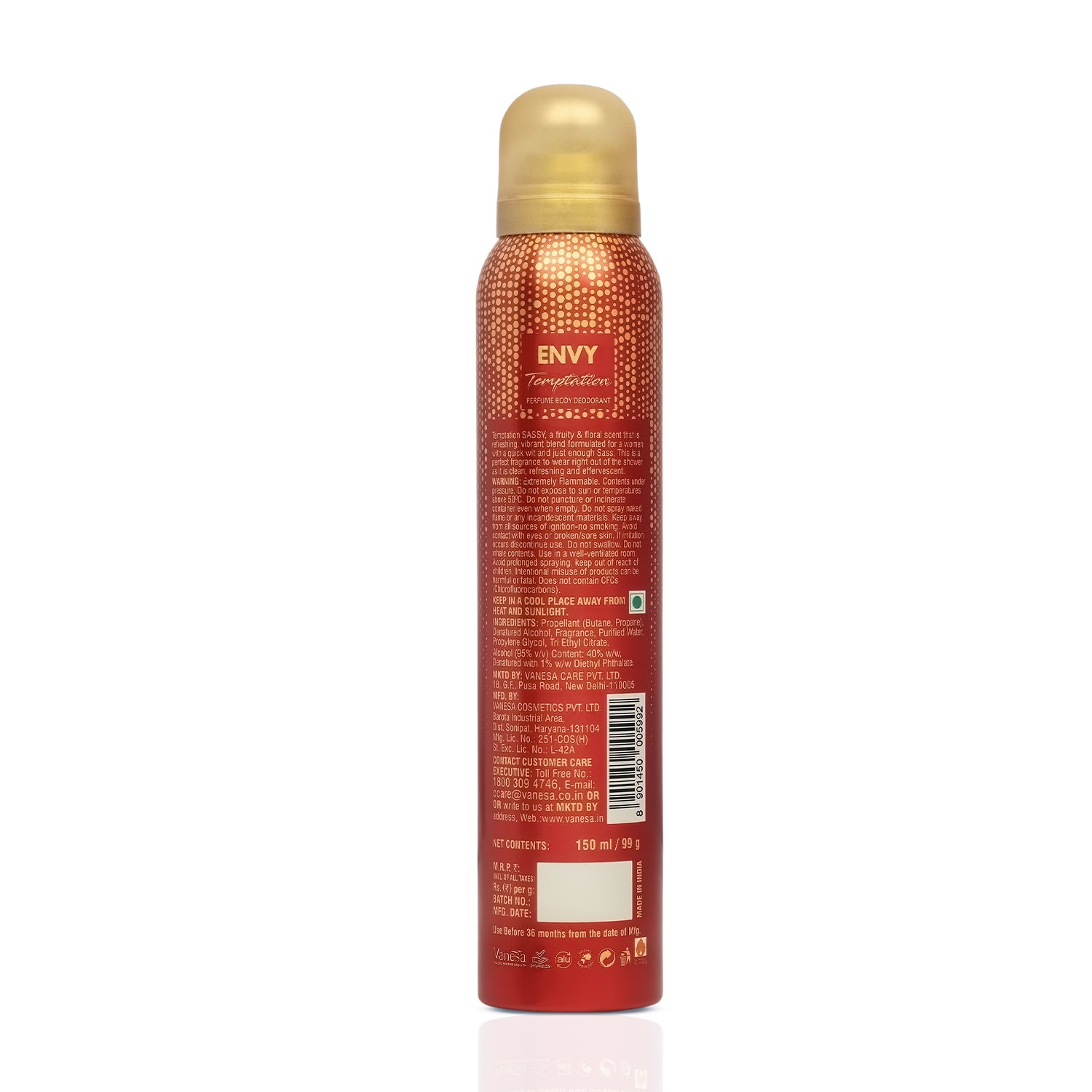 TEMPTATION Pack of 2 Sassy Perfume Body Deodorant For Women - 150ml Each