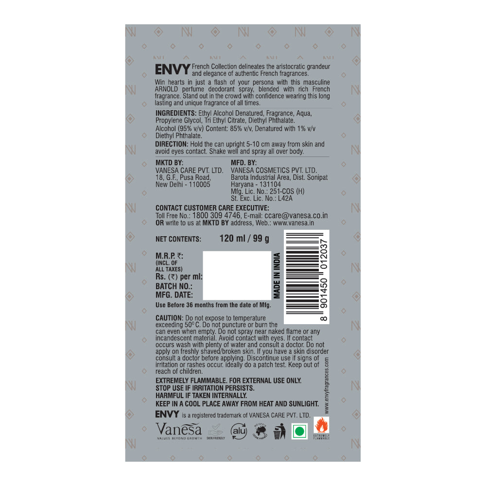 ENVY Pack of 3 Deos for men (Arnold + George + Leonardo) - 120ml Each -SALE