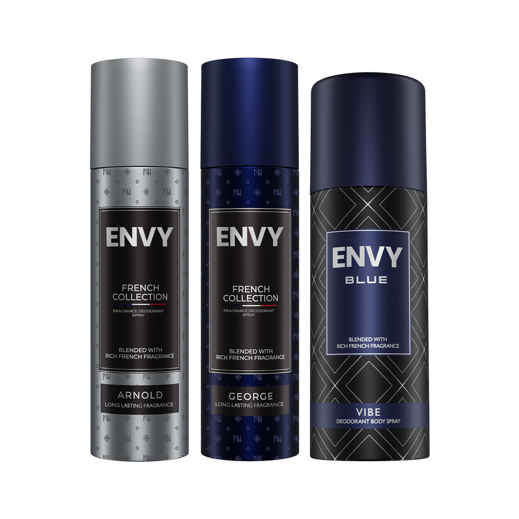 ENVY Pack of 3 Deos for men (Arnold 120ml + George 120ml + Vibe 165ml) - Sale