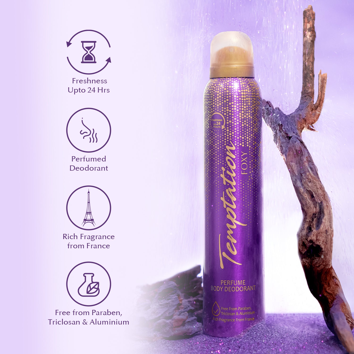 TEMPTATION Pack Of 2 Foxy Perfume Body Deodorant For Women - 150ml Each