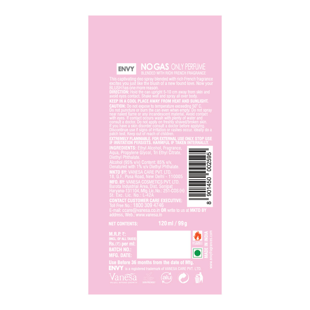 Envy Pack of 2 Blush 120ml Deo & Blush 60ml Perfume For Women