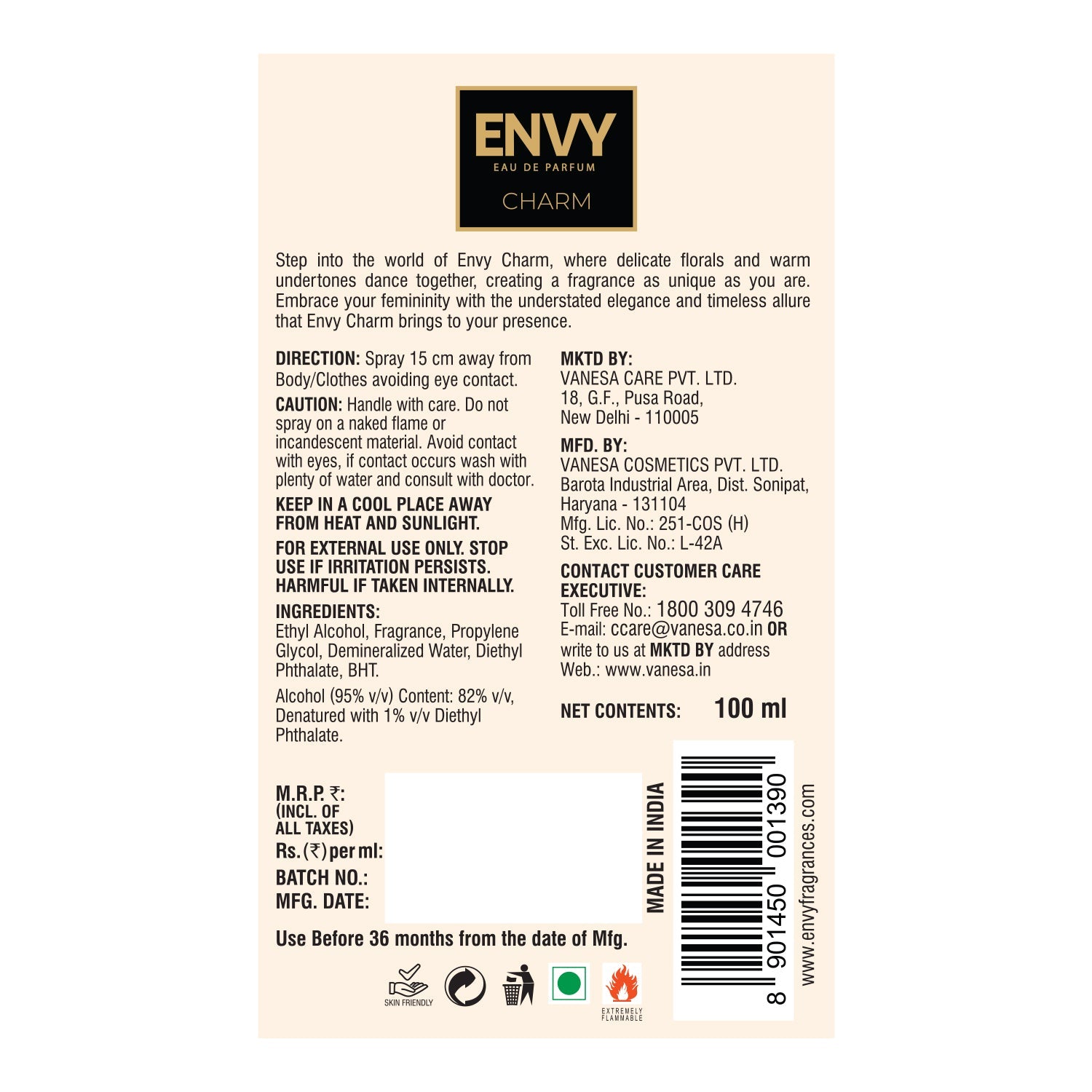 ENVY Pack of 3 Perfumes For Women (Aura + Charm + Blanc) - 100ml Each