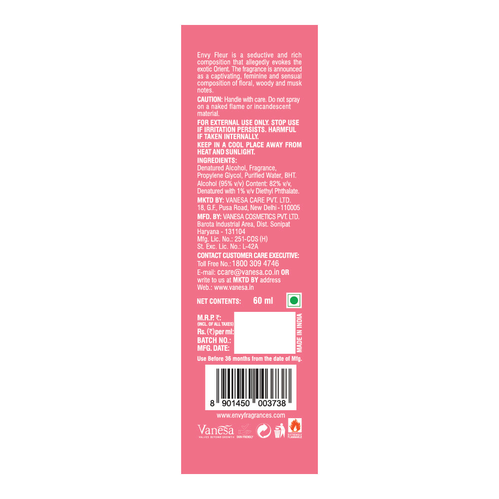ENVY Fleur Perfume 60ml - Back Image