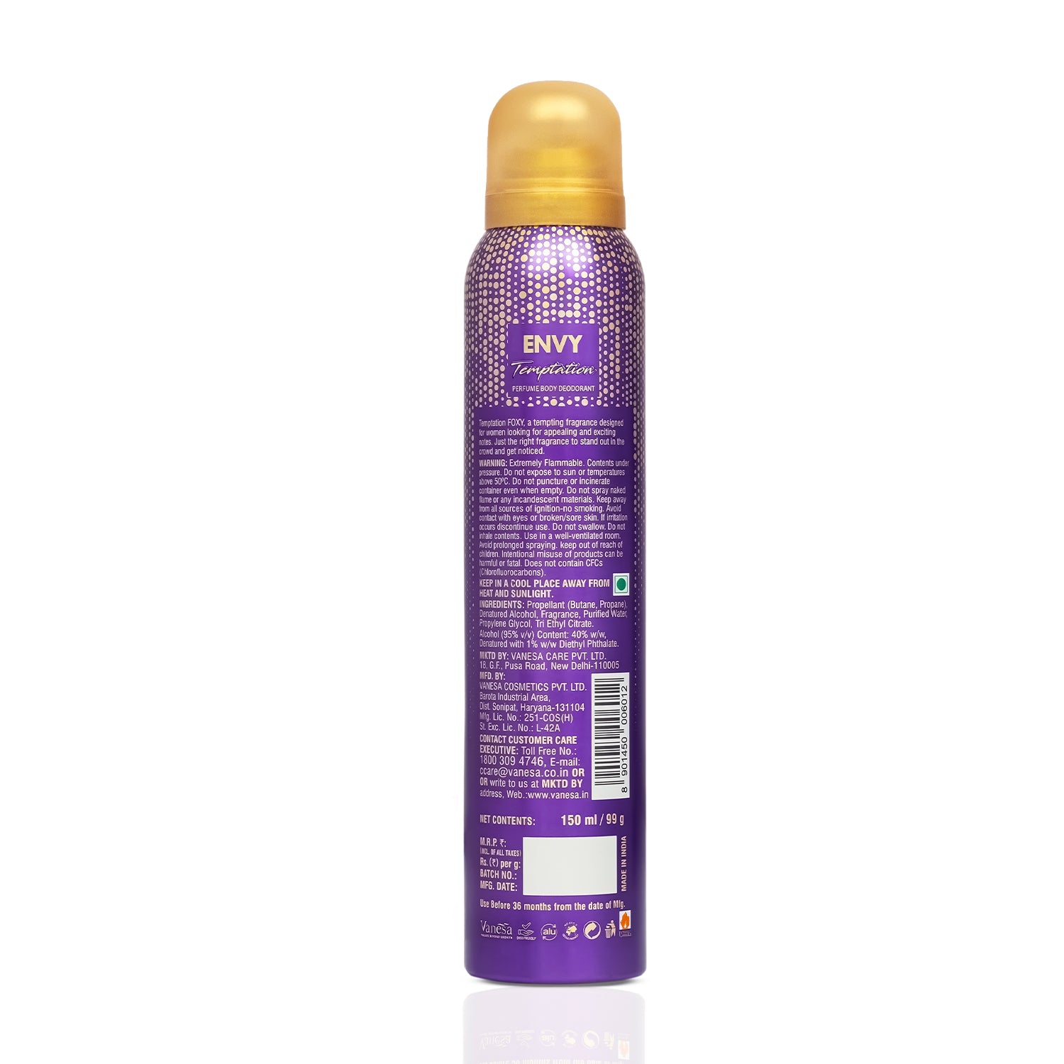 TEMPTATION Foxy Perfume Body Deodorant For Women 150ml