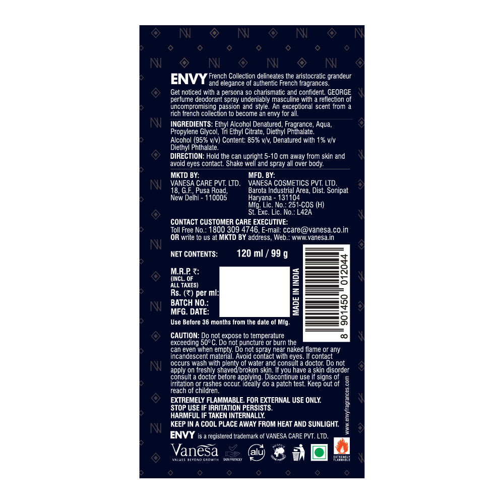 ENVY Pack of 3 Deos for men (Arnold + George + Leonardo) - 120ml Each -SALE