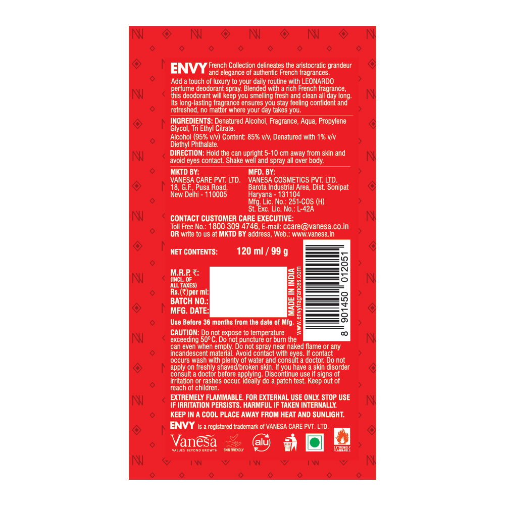 ENVY Pack of 3 Deos for men (Arnold + George + Leonardo) - 120ml Each -SALE