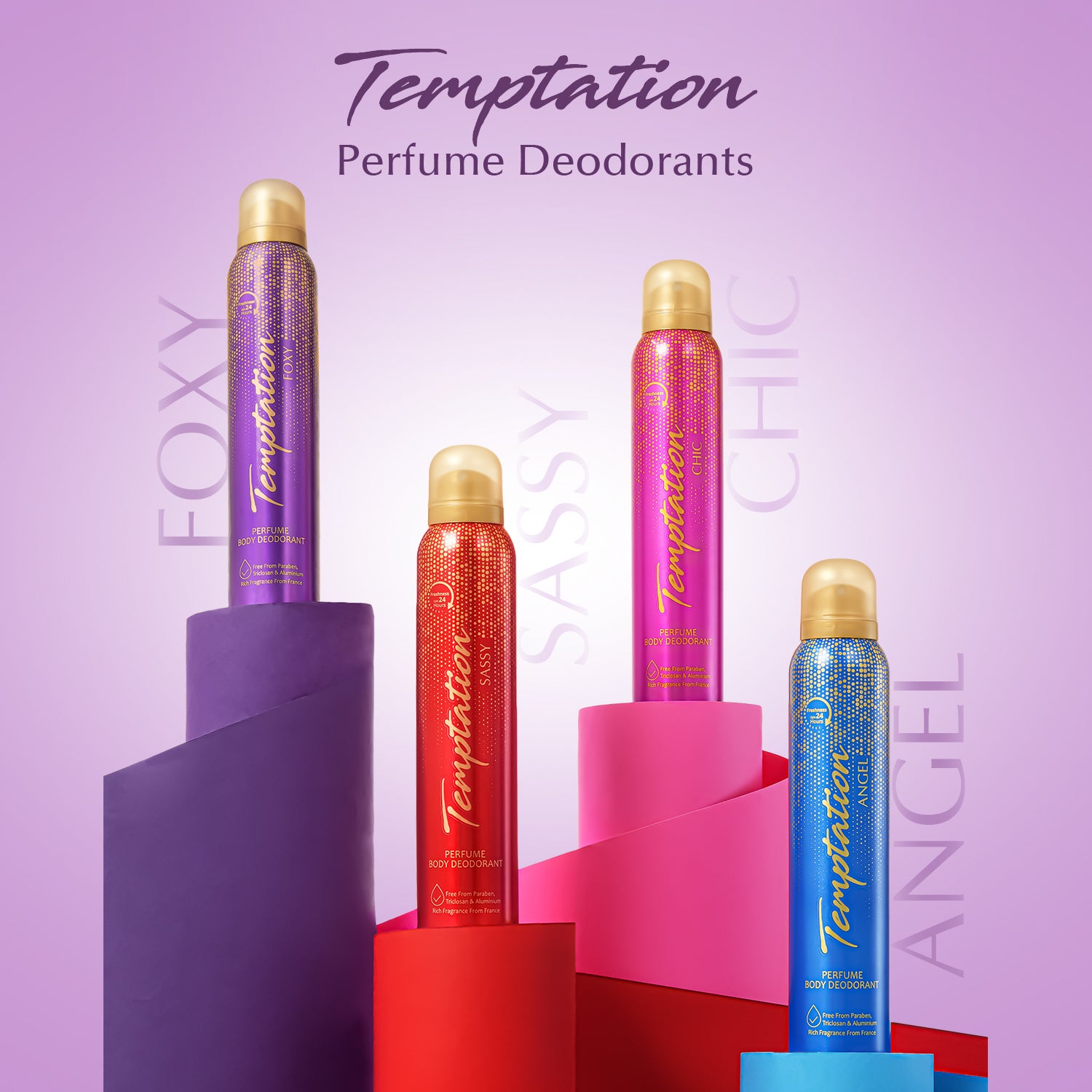 TEMPTATION Pack Of 2 Foxy Perfume Body Deodorant For Women - 150ml Each