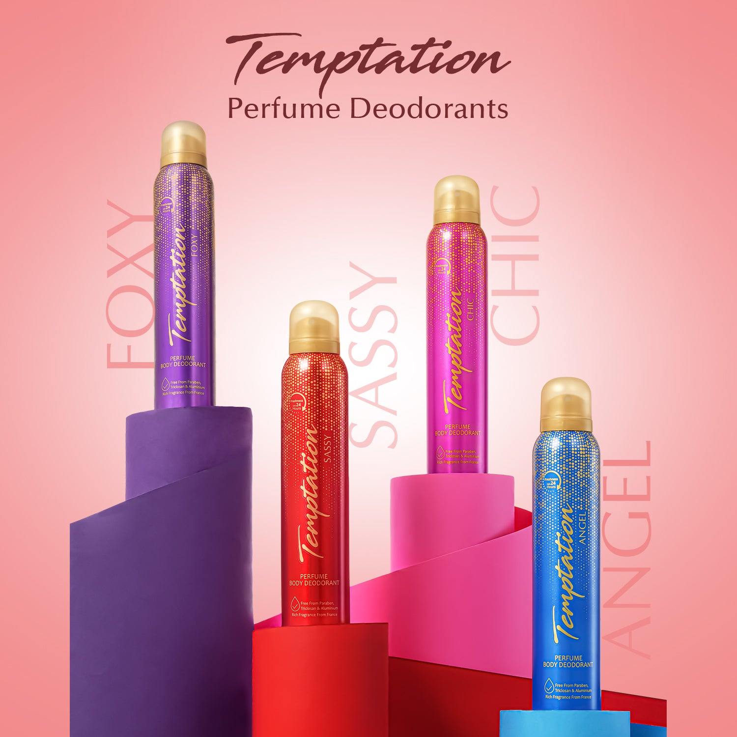 TEMPTATION Pack of 2 Sassy Perfume Body Deodorant For Women - 150ml Each
